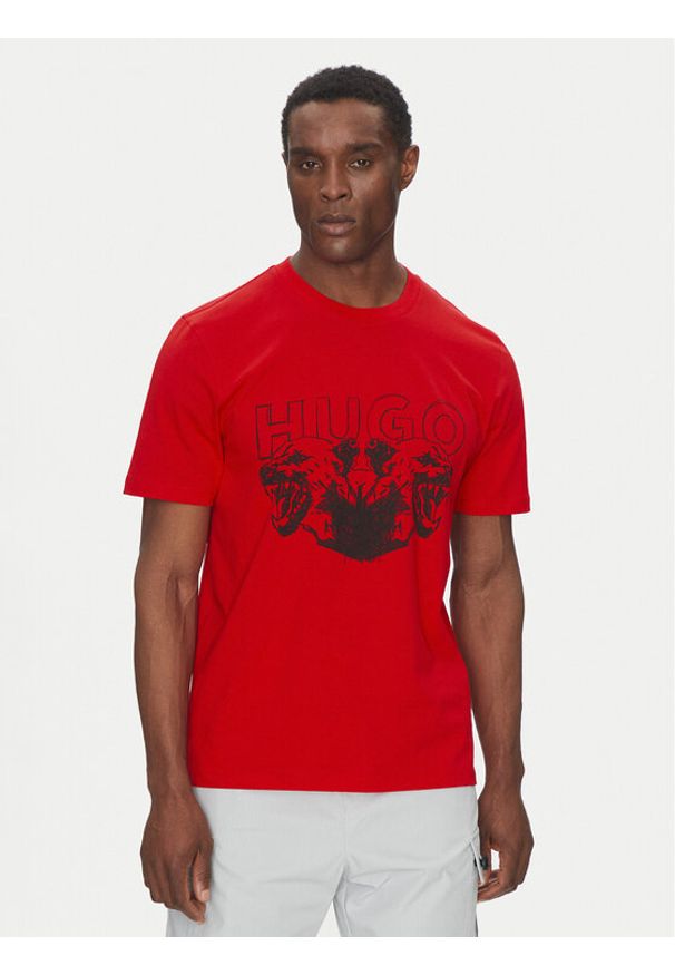 Hugo - HUGO T-Shirt 50538257 Czerwony Regular Fit. Kolor: czerwony. Materiał: bawełna