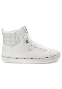 Białe Sneakersy Cross Jeans Ocieplane Buty Damskie. Kolor: biały. Materiał: materiał, syntetyk, puch, futro, skóra ekologiczna. Szerokość cholewki: normalna. Wzór: aplikacja. Sezon: zima #5