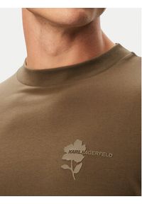 Karl Lagerfeld - KARL LAGERFELD T-Shirt 755041 563221 Brązowy Regular Fit. Typ kołnierza: dekolt w karo. Kolor: brązowy. Materiał: bawełna #4