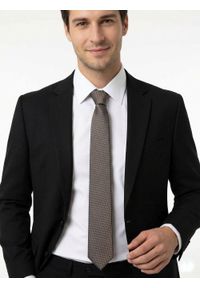 Męski Krawat - Chattier - Brązowy z Mikrowzorem. Kolor: wielokolorowy, brązowy, beżowy. Materiał: tkanina. Styl: elegancki, klasyczny, wizytowy #4