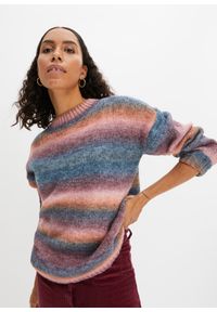 bonprix - Sweter w cieniowanym kolorze, z domieszką wełny. Kolor: różowy. Materiał: wełna