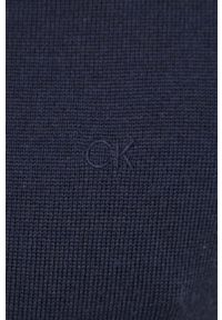 Calvin Klein sweter wełniany męski kolor granatowy lekki z golferm. Typ kołnierza: golf. Kolor: niebieski. Materiał: wełna #3