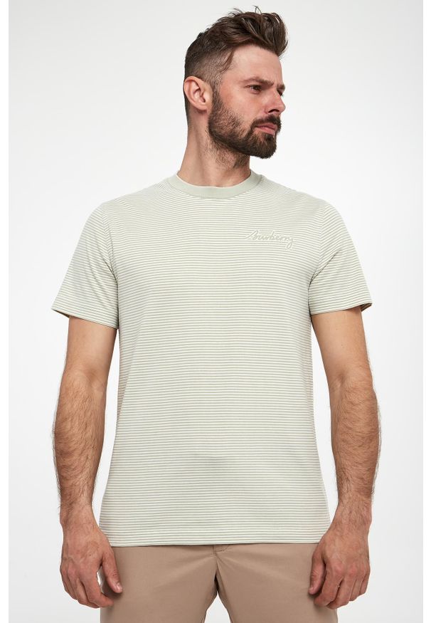 Burberry - T-shirt męski w paski BURBERRY. Wzór: paski