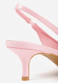 Renee - Różowe Czółenka Slingback Vices z Lakierowanym Połyskiem na Kaczuszce Sonwena. Okazja: na co dzień. Nosek buta: szpiczasty. Zapięcie: pasek. Kolor: różowy. Materiał: lakier. Obcas: na szpilce. Styl: elegancki, klasyczny, casual. Wysokość obcasa: średni #5