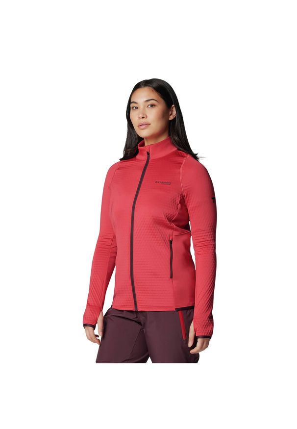 columbia - Bluza damska Columbia Crystal Leaf Omni-Heat. Kolor: czerwony. Technologia: Omni-Heat (Columbia). Styl: sportowy. Sport: turystyka piesza
