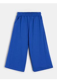 Sinsay - Spodnie dresowe wide leg z polarem - niebieski. Kolor: niebieski. Materiał: dresówka, polar #1