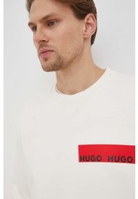 Hugo bluza bawełniana 50466016 męska kolor beżowy z nadrukiem. Kolor: beżowy. Materiał: bawełna. Wzór: nadruk #3