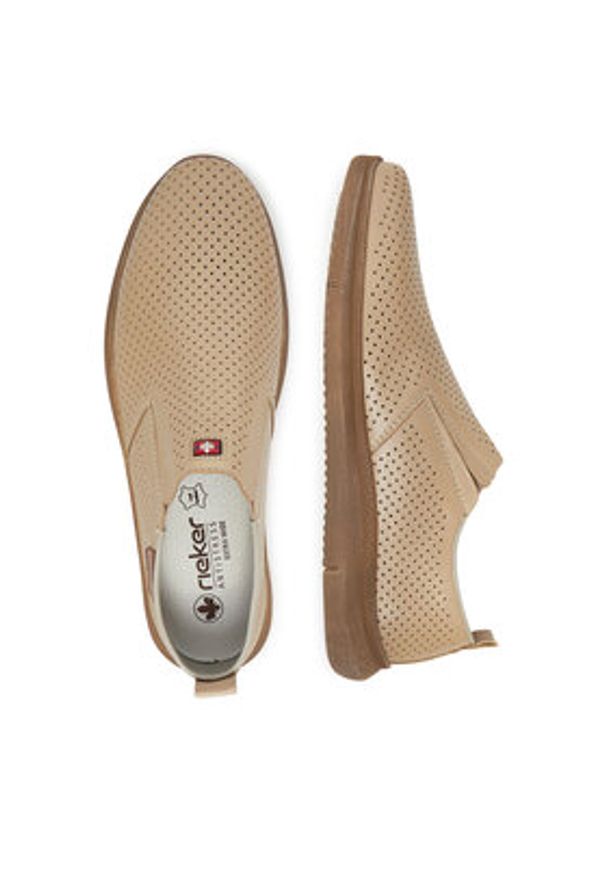 Rieker Półbuty 10452-60 Beżowy. Kolor: beżowy. Materiał: skóra