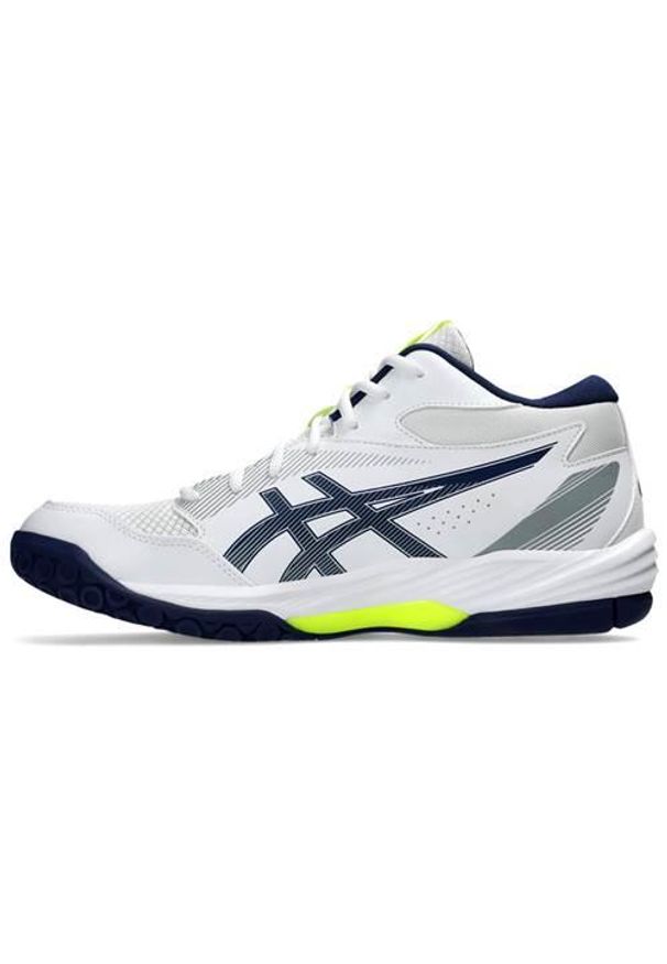 Buty siatkarskie męskie Asics Gel-task Mt 4. Zapięcie: sznurówki. Kolor: biały, wielokolorowy, niebieski. Materiał: materiał, syntetyk, tkanina. Szerokość cholewki: normalna