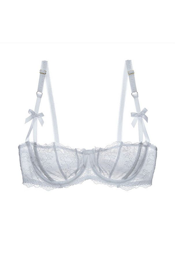 Intica - Biustonosz z półmiseczką koronkowy z kokardkami Kady. Kolor: biały. Materiał: koronka. Wzór: koronka