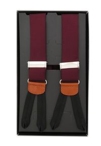 Modini - Bordowe materiałowe szelki na guziki - brązowe skórki L1. Kolor: brązowy, wielokolorowy, czerwony. Materiał: materiał #1