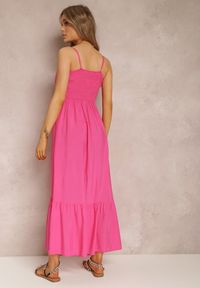 Renee - Fuksjowa Sukienka Poreithera. Kolor: różowy. Materiał: materiał, bawełna, koronka. Długość rękawa: na ramiączkach. Długość: maxi