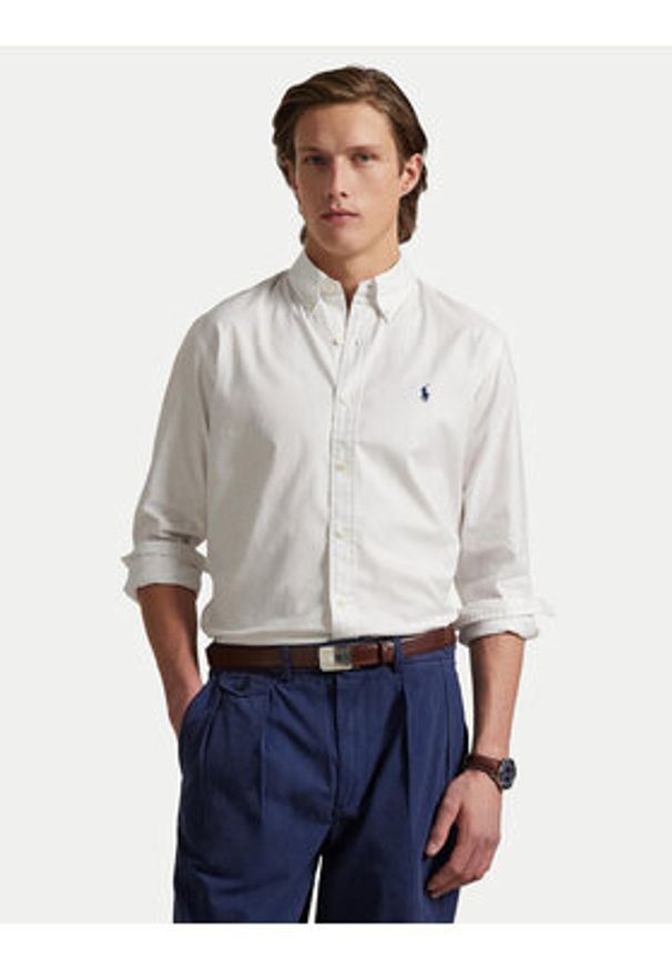 Polo Ralph Lauren Koszula 710829480002 Biały Custom Fit. Typ kołnierza: polo. Kolor: biały. Materiał: bawełna