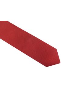Modini - Czerwony krawat męski w delikatny wzór D39. Kolor: czerwony. Materiał: mikrofibra, materiał, tkanina #1