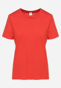 Born2be - Czerwony Bawełniany T-shirt o Klasycznym Kroju z Okrągłym Dekoltem Ethelina. Kolor: czerwony. Materiał: bawełna. Styl: klasyczny #2