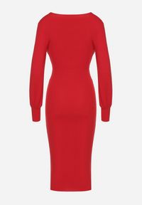 Born2be - Czerwona Dopasowana Sukienka Koktajlowa z Kopertowym Dekoltem Redalia. Okazja: na imprezę. Typ kołnierza: dekolt kopertowy. Kolor: czerwony. Typ sukienki: kopertowe. Styl: wizytowy #3