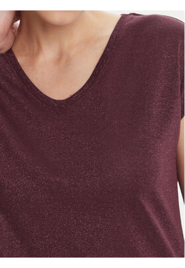 only - ONLY T-Shirt Silvery 15136069 Bordowy Loose Fit. Kolor: czerwony. Materiał: syntetyk