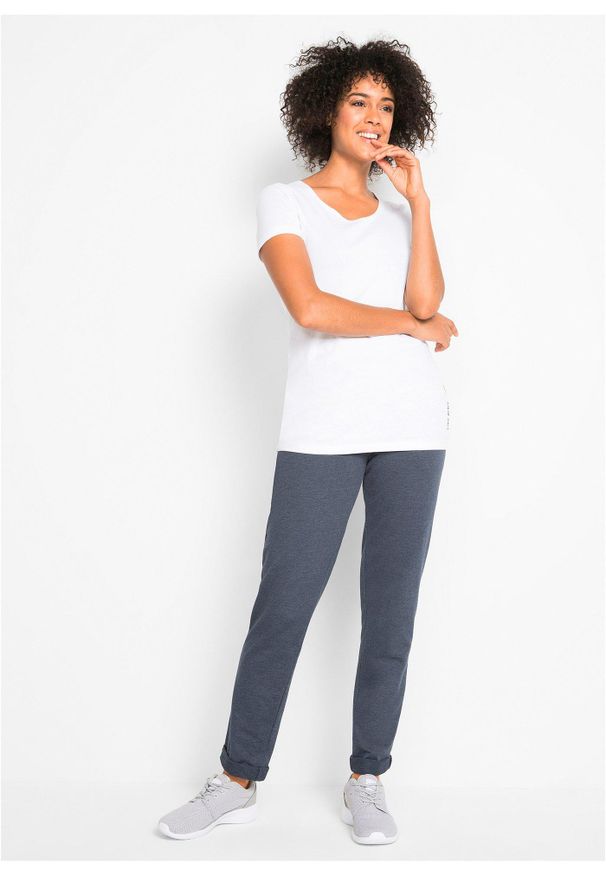 bonprix - Długi shirt z napisem (2 szt.). Kolor: czarny. Długość: długie. Wzór: napisy. Styl: sportowy