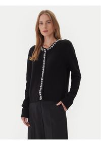 KAOS Sweter RI1KT018 0001 Czarny Regular Fit. Kolor: czarny. Materiał: wełna