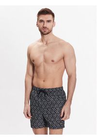 Calvin Klein Swimwear Szorty kąpielowe Medium Drawstring Print KM0KM00813 Czarny Regular Fit. Kolor: czarny. Materiał: syntetyk. Wzór: nadruk #3