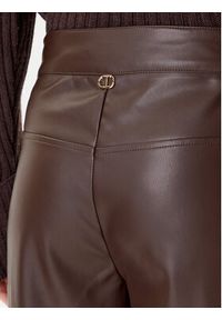 TwinSet - TWINSET Spodnie z imitacji skóry 252TP2091 Brązowy Straight Fit. Kolor: brązowy. Materiał: skóra #3