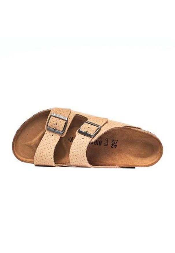 Klapki męskie Birkenstock Arizona Leve. Kolor: wielokolorowy, beżowy, brązowy. Materiał: skóra. Szerokość cholewki: normalna. Sport: turystyka piesza