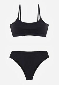 Born2be - Czarne Prążkowane Bikini o Klasycznym Kroju z Regulacją Ramiączek Shariesh. Kolekcja: plus size. Kolor: czarny. Materiał: prążkowany. Długość: długie #5