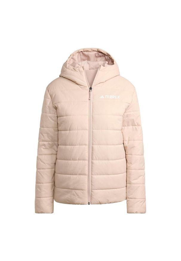 Adidas - Kurtka z kapturem z ociepleniem Terrex Multi Essentials CLIMAWARM. Typ kołnierza: kaptur. Kolor: beżowy. Materiał: puch. Technologia: ClimaWarm (Adidas). Sport: turystyka piesza