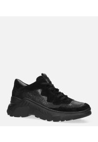 Kati - Czarne sneakersy kati buty sportowe sznurowane 7037. Kolor: czarny #1