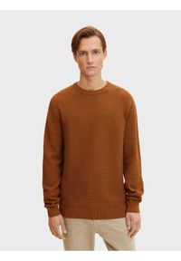 Tom Tailor Sweter 1032302 Brązowy Regular Fit. Kolor: brązowy. Materiał: bawełna