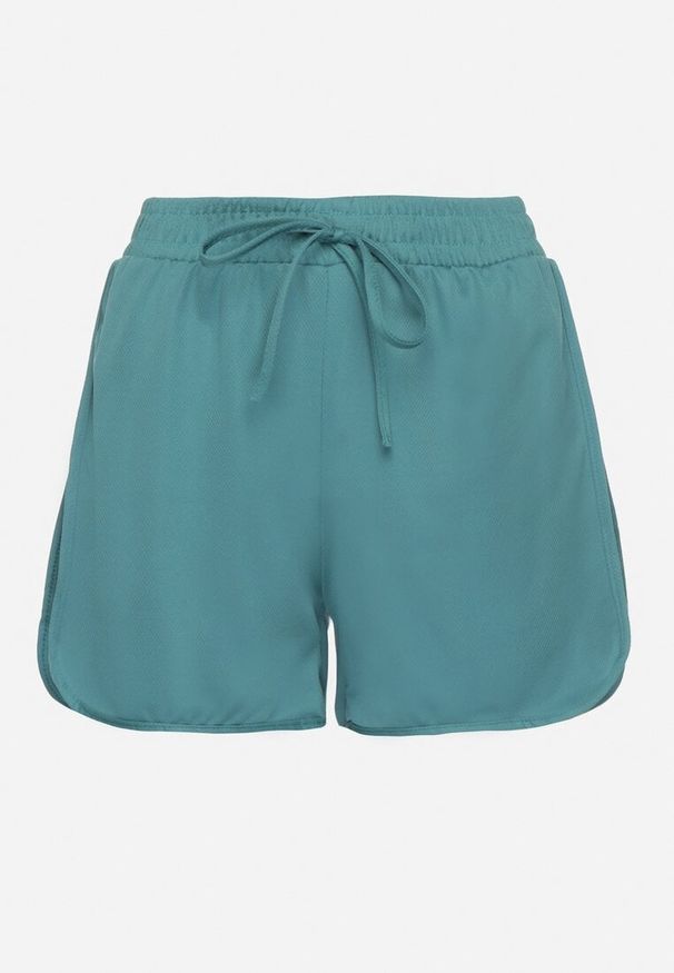 Born2be - Ciemnozielone Szorty z Gumką w Pasie i Ozdobnym Sznurkiem Milarisa. Okazja: na co dzień. Kolor: zielony. Styl: klasyczny, casual, elegancki