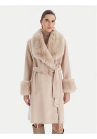 Marciano Guess Płaszcz wełniany 5BGL46 7125A Beżowy Regular Fit. Kolor: beżowy. Materiał: wełna