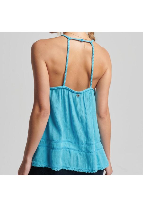 Superdry - Bluzka sportowa damska SuperDry Vintage Beach Cami Top. Kolor: niebieski. Materiał: wiskoza