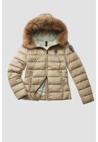 Blauer USA - BLAUER Beżowa damska kurtka Arcadia Short Jackets, Rozmiar S. Kolor: beżowy. Materiał: poliamid, futro