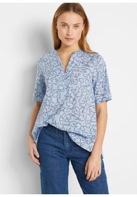bonprix - Bluzka tunikowa. Kolor: niebieski. Wzór: nadruk #1