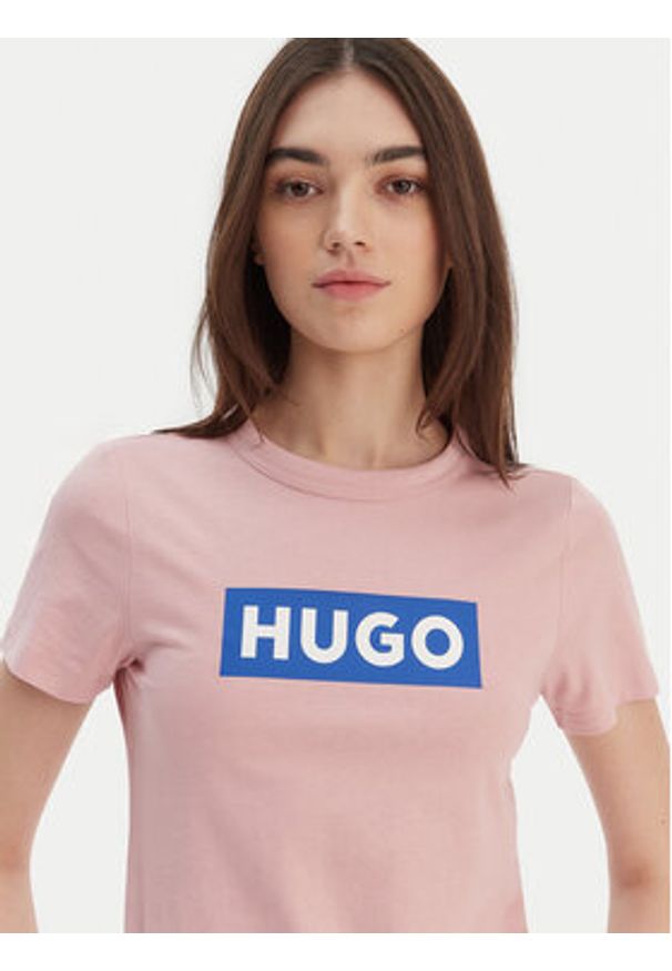 Hugo - HUGO T-Shirt Classic 50510772 Różowy Slim Fit. Kolor: różowy. Materiał: bawełna