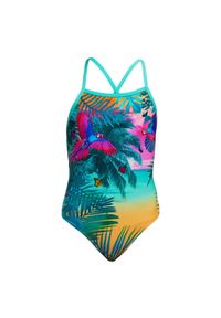 FUNKITA - Strój kąpielowy dziewczęcy Funkita The Beach Straped In. Kolor: zielony, niebieski, różowy, wielokolorowy. Materiał: poliester. Wzór: kolorowy