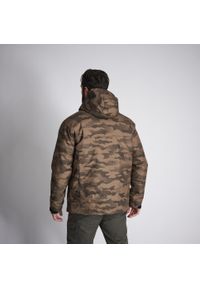 SOLOGNAC - Kurtka Solognac Warm 100 WTP camo haltfone. Kolor: beżowy. Materiał: materiał, poliester. Długość: krótkie. Sezon: zima. Sport: outdoor