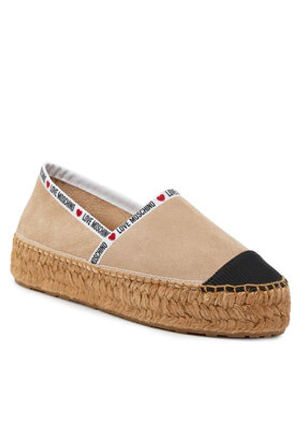 Love Moschino - LOVE MOSCHINO Espadryle JA10553G0IIG0131 Beżowy. Kolor: beżowy. Materiał: zamsz, skóra