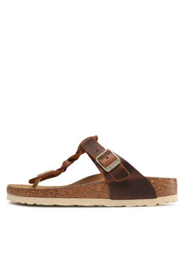 Birkenstock Japonki Gizeh Braided 1021336 Brązowy. Kolor: brązowy. Materiał: skóra