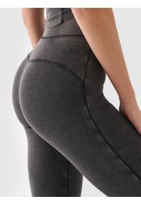 4f - 4F Legginsy dzianinowe damskie - czarne S. Okazja: na co dzień. Stan: podwyższony. Kolor: czarny. Materiał: dzianina. Wzór: gładki, ze splotem, jednolity. Styl: sportowy, casual