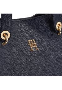 TOMMY HILFIGER - Tommy Hilfiger Torebka Th Emblem Satchel AW0AW15177 Granatowy. Kolor: niebieski. Materiał: skórzane #4