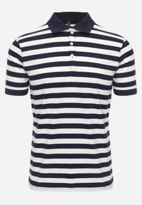 Born2be - Granatowa Koszulka Polo z Bawełny w Poziome Paski Germus. Okazja: na co dzień. Typ kołnierza: polo. Kolor: niebieski. Materiał: bawełna. Wzór: paski. Styl: casual #6