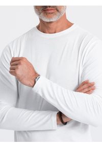 Ombre Clothing - Zestaw longsleeve męski z długim rękawem 2-pak - mix V1 - Rozmiar: XL. Kolor: szary. Materiał: skóra, bawełna. Długość rękawa: długi rękaw. Długość: długie. Wzór: melanż, aplikacja