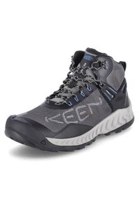 keen - Buty trekkingowe męskie Keen Nxis Evo WP. Wysokość cholewki: za kostkę. Kolor: szary. Materiał: materiał, syntetyk. Szerokość cholewki: normalna. Sport: turystyka piesza