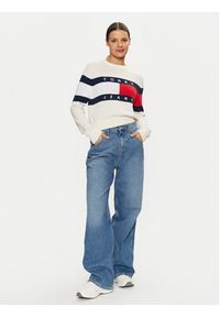 Tommy Jeans Sweter Center Flag DW0DW19335 Écru Regular Fit. Materiał: bawełna #4