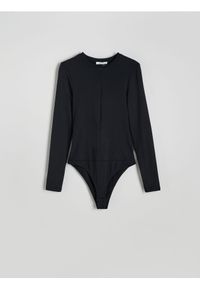 Reserved - Body z długimi rękawami - czarny. Kolor: czarny. Materiał: dzianina. Długość rękawa: długi rękaw. Długość: długie. Wzór: gładki #1