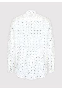 Pako Lorente - PAKO LORENTE – Biała koszula męska w granatowy drobny print. Typ kołnierza: kołnierzyk klasyczny. Kolor: biały, niebieski, wielokolorowy. Materiał: bawełna, elastan. Długość rękawa: długi rękaw. Długość: długie. Wzór: nadruk. Styl: klasyczny #5