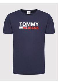 Tommy Jeans T-Shirt Corp Logo DM0DM15379 Granatowy Regular Fit. Kolor: niebieski. Materiał: bawełna