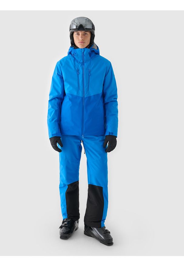 4f - 4F Spodnie narciarskie z szelkami membrana Dermizax 20000 męskie - turkusowe XXL. Kolor: turkusowy. Materiał: poliester, dzianina, materiał, tkanina. Technologia: Dermizax. Długość: długie. Sezon: zima. Sport: narciarstwo